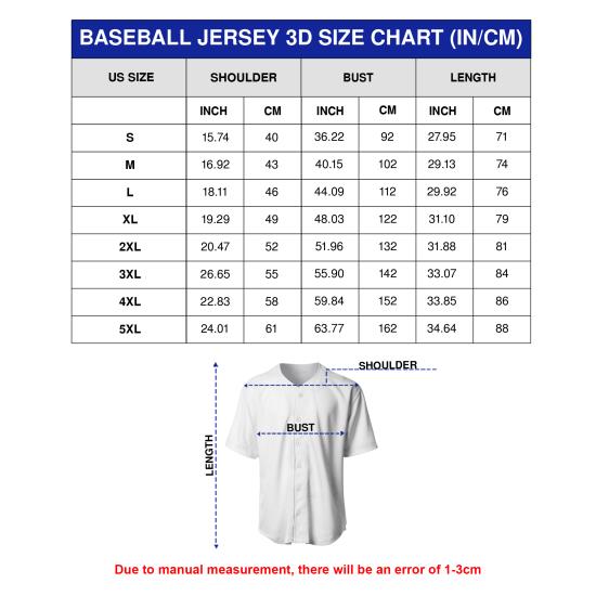  Baseball Jersey Size Chart