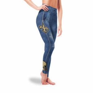 Amazing Blue Jeans New Orleans Saints Leggings 3