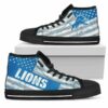 America Flag Italic Vintage Style Detroit Lions Custom Canvas High 2