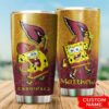 Arizona Cardinals Custom Name SpongeBob SquarePants Tumbler 2