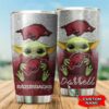 Arkansas Razorbacks Baby Yoda Custom Name Tumbler 3