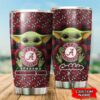 Baby Yoda Love Alabama Crimson Tide Custom Name Tumbler 2