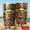 Baby Yoda Love Miami Hurricanes Custom Name Tumbler 3