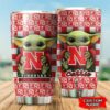 Baby Yoda Love Nebraska Cornhuskers Custom Name Tumbler 3