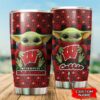 Baby Yoda Love Wisconsin Badgers Custom Name Tumbler 3