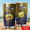 Baltimore Ravens Custom Name SpongeBob SquarePants Tumbler 3