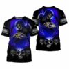 Baltimore Ravens Skulls Devil Skeleton Gift For Fan 3D T Shirt 2