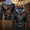 Chicago Bears Leather Jacket Skulls graphic Gift for fans 3