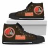 Circle Logo Cleveland Browns Custom Canvas High Top Shoes L98 2