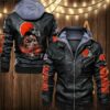 Cleveland Browns Leather Jacket Skulls graphic Gift for fans 2