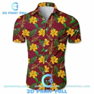 Cleveland Cavaliers Hawaiian Shirt Small Flowers 3