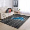 Detroit Lions Team Logo Grey Wooden Style Nice Gift Living Room Carpet Rug Home Decor 4