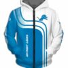 Detroit Lions Zipper Hoodie 3D one way Sweatshirt 2