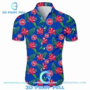 Detroit Pistons Hawaiian Shirt Small Flowers 3