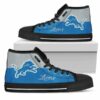 Divided Colours Stunning Logo Detroit Lions Custom Canvas High Top 2