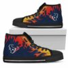 Fire Burning Fierce Strong Logo Houston Texans Custom Canvas High 2