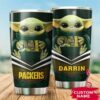 Green Bay Packers Baby Yoda Tumbler Custom Name 3