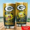 Green Bay Packers Custom Name SpongeBob SquarePants Tumbler 3