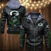 Green Bay Packers Leather Jacket Skulls graphic Gift for fans 3