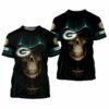 Green Bay Packers Skull All Over Print Gift For Fan 3D T Shirt Swe 3