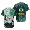 Green Bay Packers Skull Gift For Fan Hawaiian Graphic Print Short 3