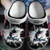 HOT MLB Team Miami Marlins Black-White Crocs Shoes 2