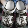 HOT MLB Team San Diego Padres White-Black Crocs Shoes 2