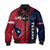 Houston Texans Bomber Jacket graphic heart ECG line 3