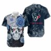 Houston Texans Skull Gift For Fan Hawaiian Graphic Print Short Sle 2