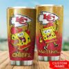 Kansas City Chiefs Custom Name SpongeBob SquarePants Tumbler 2