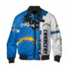 Los Angeles Chargers Bomber jacket graphic heart ECG line 3