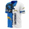 Los Angeles Chargers T-shirt graphic heart ECG line 3