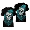 Miami Dolphins Sugar Skull Men’s And Women’s Gift For Fan 3D T 2