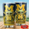 Michigan Wolverines Baby Yoda Custom Name Tumbler 2