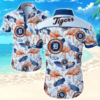 Mlb Detroit Tigers Hawaiian Graphic Print Short Sleeve Hawaiian Shirt 3