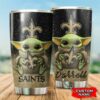 New Orleans Saints Yoda Custom Name Tumbler 3