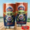 New York Mets Baby Yoda Custom Name Tumbler 3