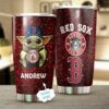 Personalized Boston Red Sox MLB Football Baby yoda hat Hug 2