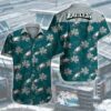 Philadelphia Eagles Hibicus Button Hawaiian Graphic Print Short Sl 2