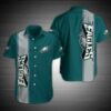 Philadelphia Eagles Team Color Button Hawaiian Graphic Print Short 2