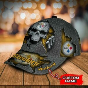 Pittsburgh Steelers 3D Cap SKULL Custom Name 3