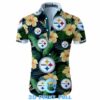 Pittsburgh Steelers tropical flower Hawaiian Shirts White Men 3