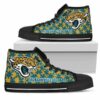 Puzzle Logo With Jacksonville Jaguars Custom Canvas High Top Shoes 3