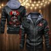 San Francisco 49ers Leather Jacket Skulls graphic Gift for fans 3