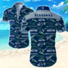 Seattle Seahawks Hawaiian Graphic Print Short Sleeve Hawaiian Shir 3