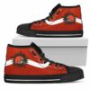 Simple Van Sun Flame Cleveland Browns Custom Canvas High Top Shoes 2