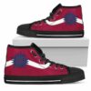 Simple Van Sun Flame New York Giants Custom Canvas High Top Shoes 3