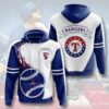 Texas Rangers MLB Team Logo Fire Baseball Style Gift For Fan 3D Hoodie 3