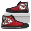 Thor Head Beside Kansas City Chiefs Custom Canvas High Top Shoes L 2