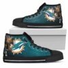 Thor Head Beside Miami Dolphins Custom Canvas High Top Shoes L98 2